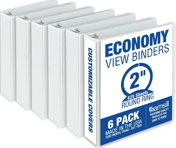 Samsill Economy View 0.5" Ring Binder - White, 6 Pack - New