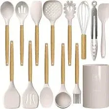 Silicone Cooking Utensils Set - 446°F Heat Resistant Silicone Kitchen Utensils f