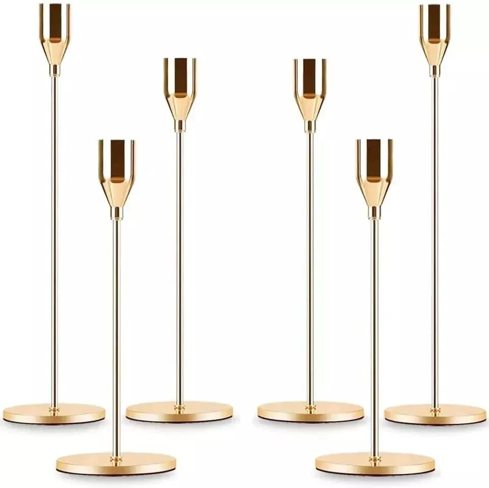 Candlestick Holders Set of 6 - Candlestick Holder for Taper Candles - Modern and Elegant Metal Candle Holders - Tall Candlesticks Ideal for Weddings and Anniversaries (Matte Black)