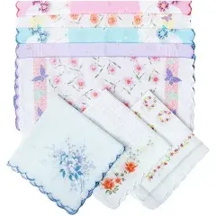 CoCoUSM Womens Vintage Floral Print Cotton handkerchiefs Bulk