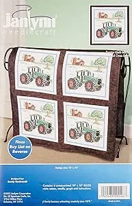 Janlynn Stamped Cross Stitch Quilt, Block Tractor