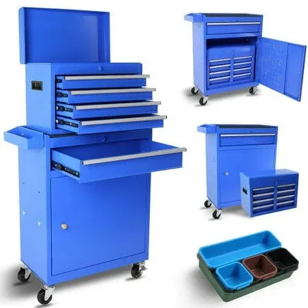 5-Drawer Rolling Tool Chest, High Capacity Tool Storage Cabinet w/Lockable Wheels ...