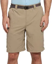 Columbia Shorts Men 36 Beige Cargo Silver Ridge Hiking Belted 10&#034; Omni Shade NEW