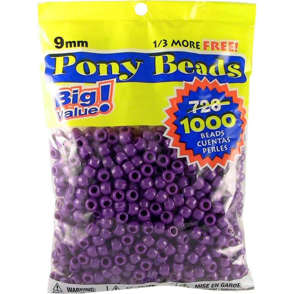 7 oz (Approx 725 Beads) Darice Brand Barrel Pony Beads 9mm 3/8&#034; ABCraft