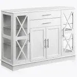 Belleze 47" Wood Storage Sideboard Buffet Cabinet Console Table - White