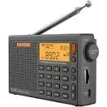 SIHUADON R108 Shortwave Am FM Radio LW MW Air Band DSP Full Band Portable Radio Battery Operated with Sleep Timer Alarm Clock 500 Memories Preset