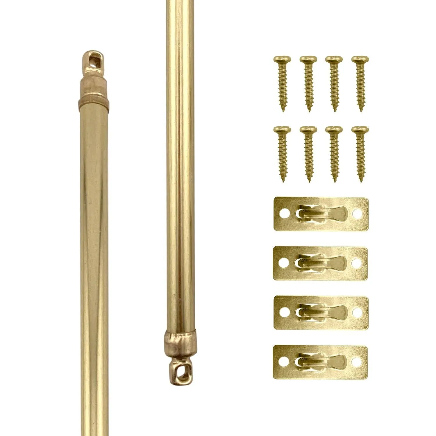 Amazing Drapery Hardware Swivel Sash Curtain Rods with Brass Finish, Set of 2 (Hardware Included) - Adjustable Length 11-19 Inches, Easy to Install Metal Rods for Doors, Windows, and Sidelights