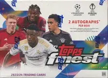 2023/24 Topps UEFA Club Competitions Topps Finest Soccer Hobby Trading Card Box with 2 Autographs