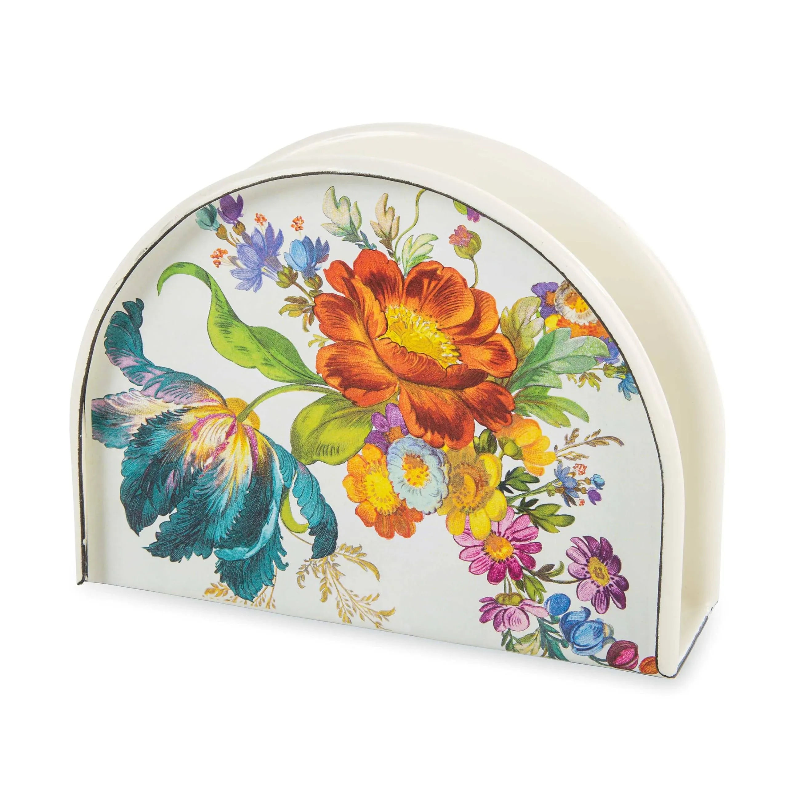 MACKENZIE CHILDS White Flower Market Napkin Holder