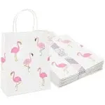 Pink Flamingo Birthday Party Favor Gift Bags, Tropical Decorations (24 Pack)