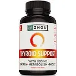 Zhou Nutrition Thyroid Support w/Iodine Capsules, 60 Ct