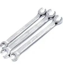 SATA 3-Piece Full-Polish SAE Flare Nut Line Wrench Set for Removing or Replacing Nuts on Fuel, Brake or Air Conditioning Lines