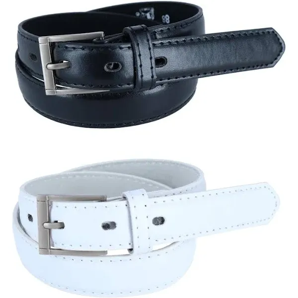 CTM Kid&#x27;s Leather 1 inch Dress Belt with Square Buckle