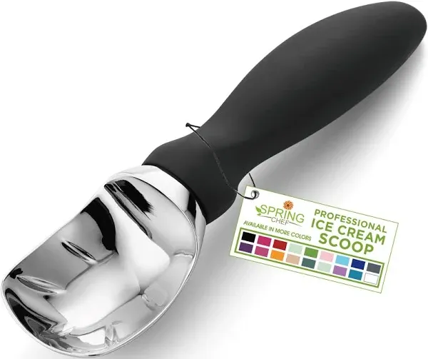 Spring Chef Ice Cream Scoop with Comfortable Handle, Black