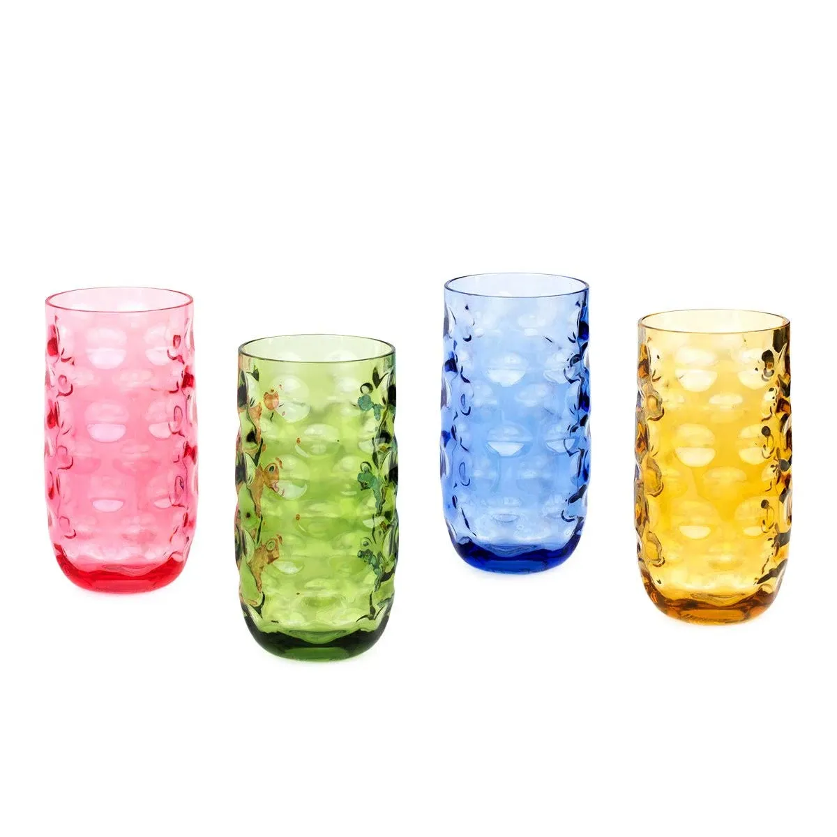 Cupture Impression Plastic Glasses, 4 Count (Pack of 1), Pink.Green.Blue.Yellow