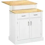 HOMCOM Buffet Cabinet with Storage, Kitchen Sideboard with 2-Layer Wood Countertop, Adjustable Shelves, and Drawers - White