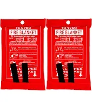 TONYKO Emergency Fire Blankets, Flame Retardant Protection and Heat Insulation Designed for Kitchen,Fireplace,Grill,Car,Camping(White（2PACK）)TONYKO Emergency Fire Blankets, Flame Retardant P…