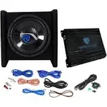 Rockville RV10.1D 500w 10" Loaded Car Subwoofer Enclosure+Mono Amplifier+Amp Kit,Black