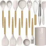 Silicone Cooking Utensils Set - 446°F Heat Resistant Silicone Kitchen Utensil...