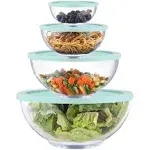 Homwin Glass Mixing Bowl Set with Airtight Lids