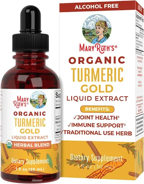 MaryRuth's Organic Turmeric Gold Herbal Blend Liquid Drops, 1oz.