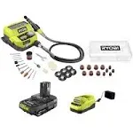 Ryobi Rotary Tool Station Kit 5.4&#034; X 4.1&#034; Cordless 2.0 Ah Battery+Charge<wbr/>r, Green