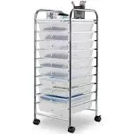 10 Drawer Rolling Storage Cart Organizer-Clear