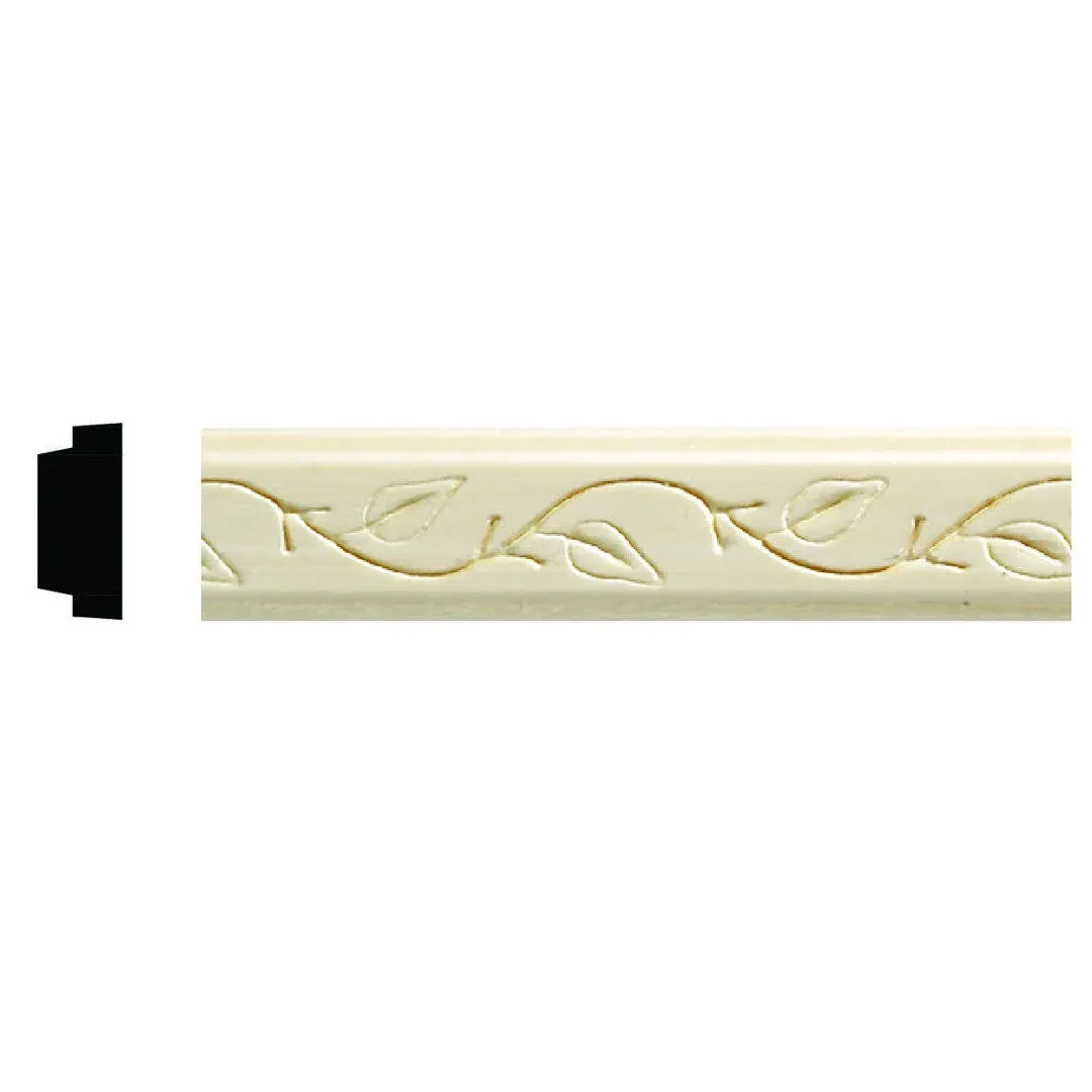 1425-4WHW Unfinished White Hardwood Vine Embossed Trim Moulding