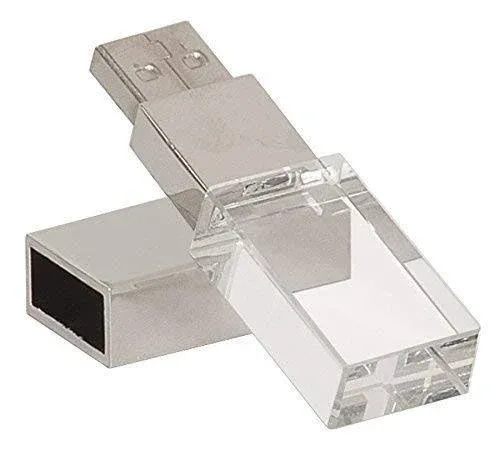 New Crystal Transparent Rectangle Genuine USB Flash Drive Wedding Gift Pen Drive,Silver