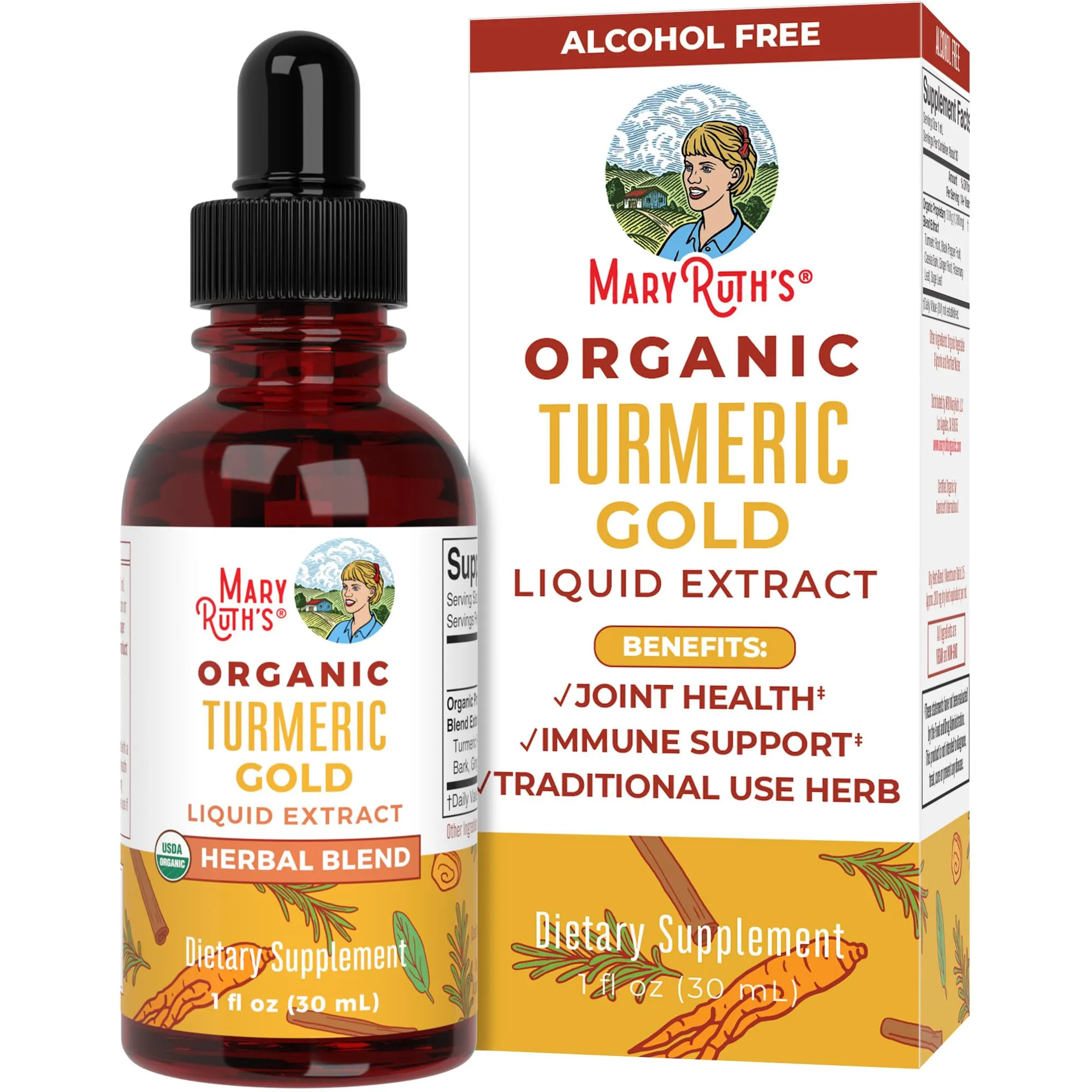 MaryRuth's Organic Turmeric Root Liquid Herbals 1 Oz