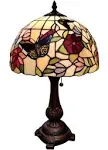 19in Floral Butterfly Yellow Tiffany Style Stained Glass Reading Table