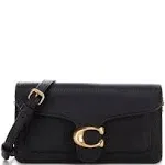 Coach Tabby Chain Leather Clutch Bag Black