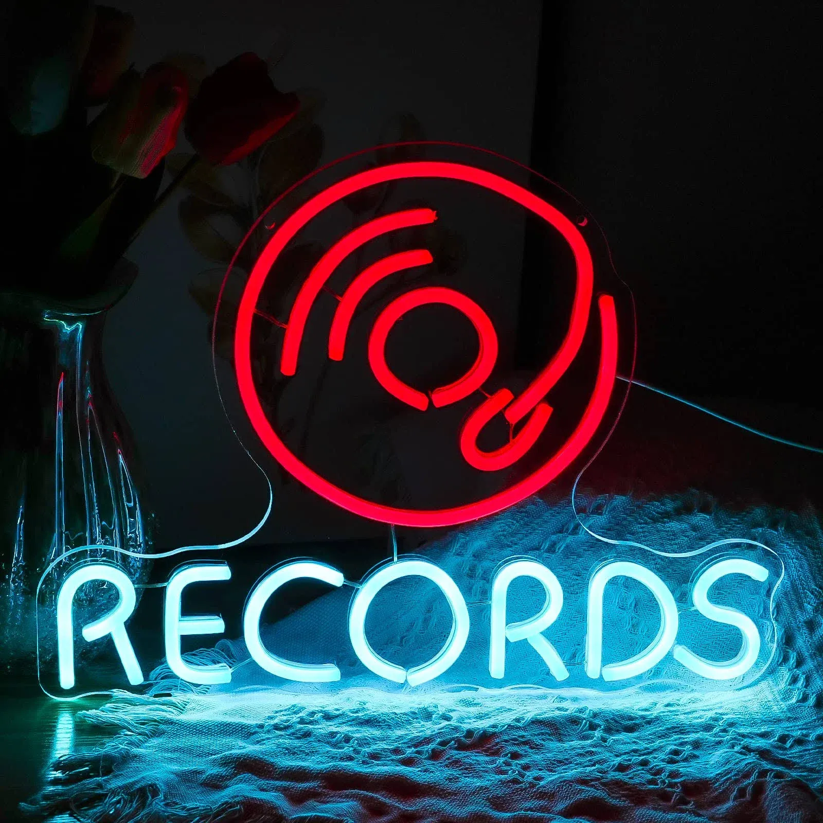 Noasktt Vinyl Records Neon Sign Neon Lights For Wall Decor Funky Music Led Wall Decor