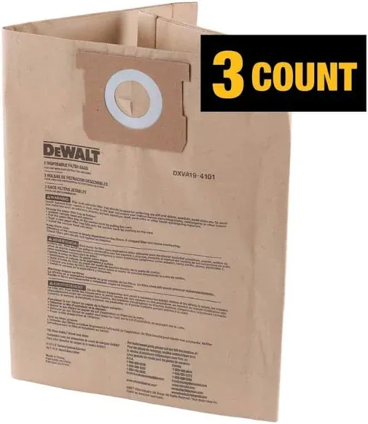 Pack 10 Vacuum Bags For DEWALT 6 to 10 Gallon Shop Vac DXVA19-4101, Dust Collection Bag with Filter For Vacmaster VHBM, Replacement Parts BM08 Accessories Kit