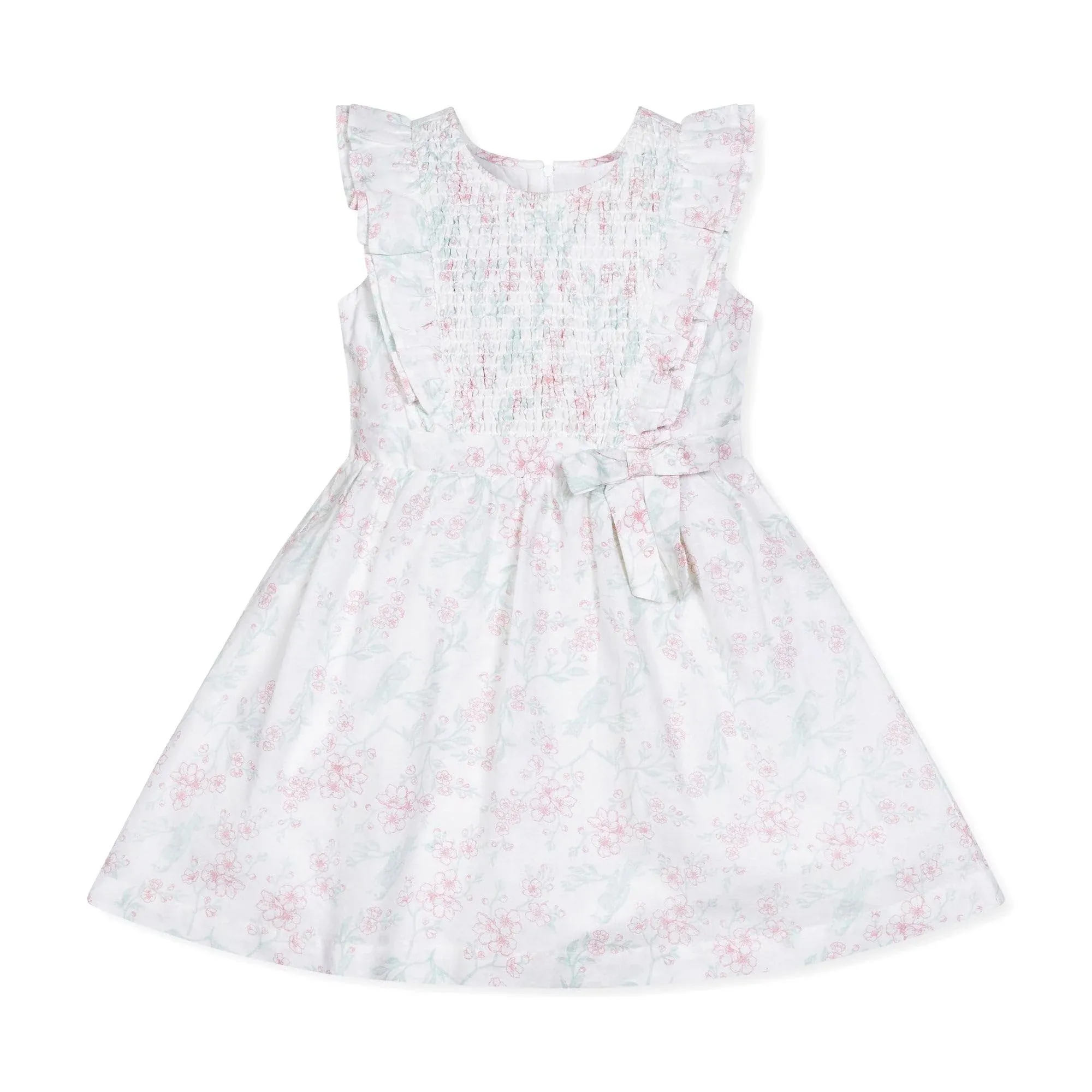 Hope & Henry Girls' Flutter Sleeve Smocked Flower Girl Dress, Toddler