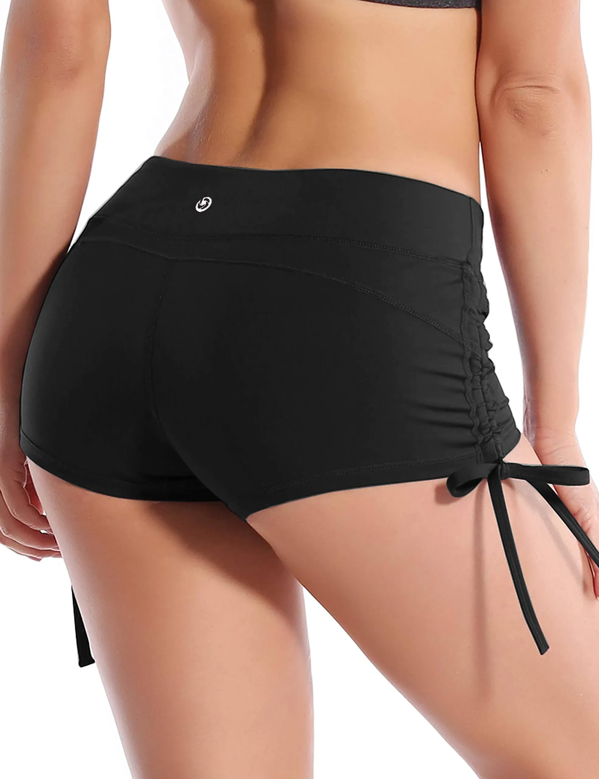 BUBBLELIME Stretch Sexy Booty Yoga Shorts for Women Adjustable Side Ties Running Shorts Fitness Workout Wicking Tummy Control