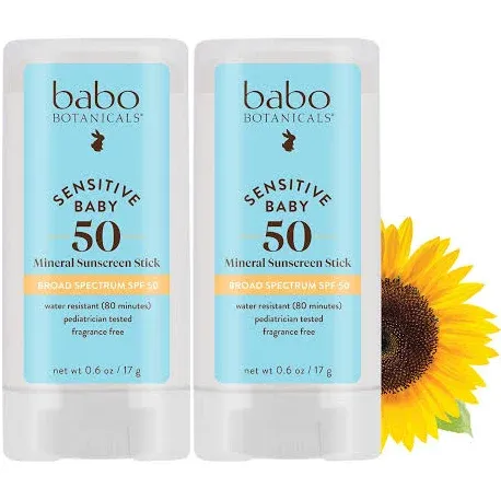 Sensitive Baby Mineral Sunscreen Stick SPF50 Duo - Babo Botanicals