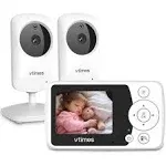 VTimes Baby Monitor with 2 Cameras, Video Baby Monitor No WiFi Night Vision, 2.4" Screen Portable Baby Camera Vox Mode Pan-Tilt-Zoom Alarm and