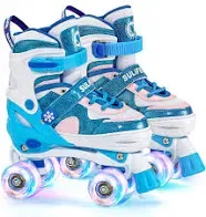 SULIFEEL Rainbow Unicorn Inline Skates for Girls Boys 4 Size Adjustable Light up Wheels Skates for Kids Beginner