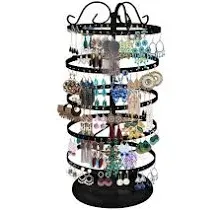 5 Tiers Metal Rotating Earring Holder Organizer MODOWEY Exquisite Jewelry Display Stand Necklace Rack Holder