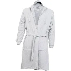 DudeRobe Men's Grey L/XL Hooded Robe & L/XL SweatPants Straight Leg & Open Bottom, from Shark Tank! Comfy & Absorbent Cotton Robe for After Shower, Perfect Father's Day Gift