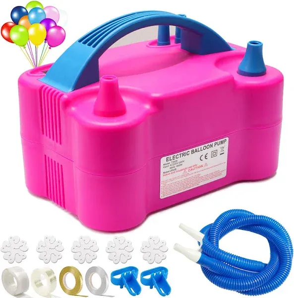 iRabey Balloon Pump Electric with 12 Balloon Accessories Portable Electric Dual Nozzle Blower Balloon Pump Inflation for Party Decorat