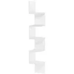 Furinno Rossi 5-Tier Wall Mount Floating Radial Corner Shelf, White