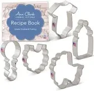 Ann Clark 5-Pc. Baby Shower Cookie Cutter Set - Onesie, Bib, Rattle, Bottle, Carriage