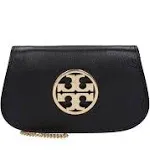 Tory Burch Reva Leather Clutch - Black