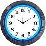 CHROME BLUE STANDARD NEON CLOCK Man Cave Lamp Light