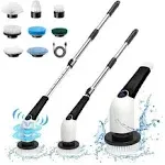 Multi-functional Rechargeable Power Scrubber with 8 Brush Heads and Adjustable Extension Handle