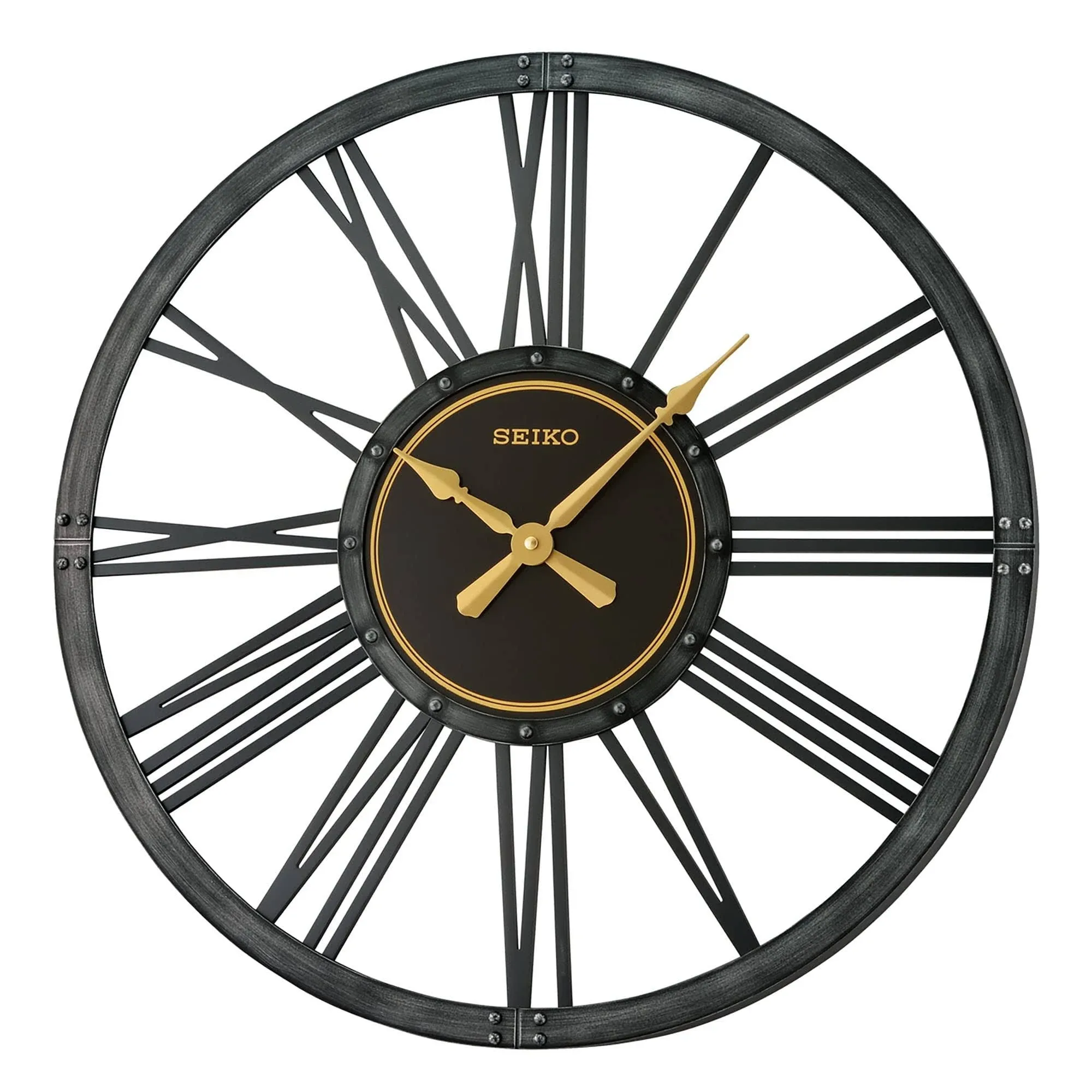 Seiko Bennett Farmhouse Wall Clock Black 24"