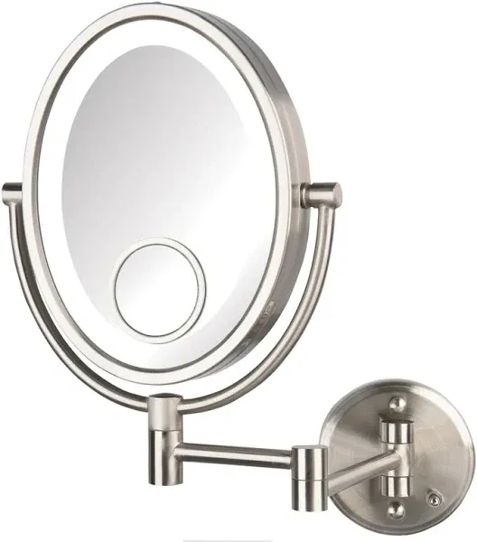 Jerdon Oval LED Lighted Makeup Mirror, Nickel