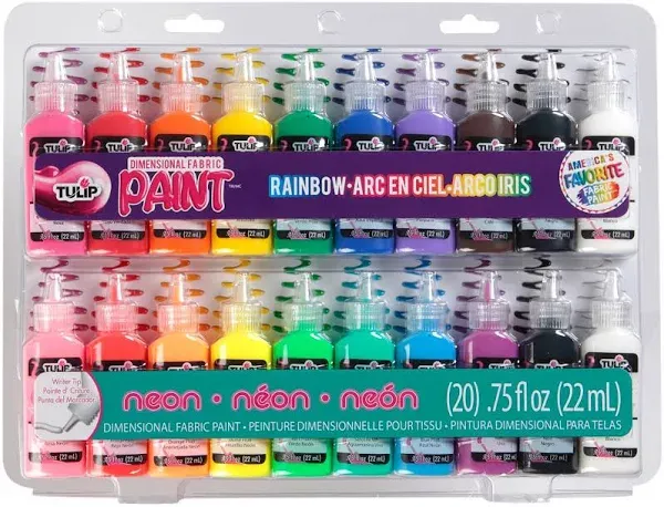 Tulip 20 Pack Dimensional Fabric Paint Rainbow & Neon